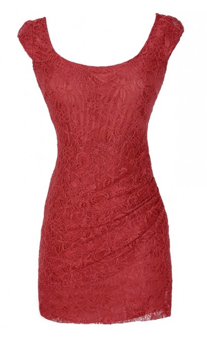Morning Mist Lace Bodycon Dress in Red